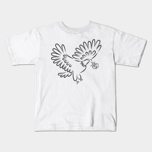 The eagle carries a rose in its beak Kids T-Shirt